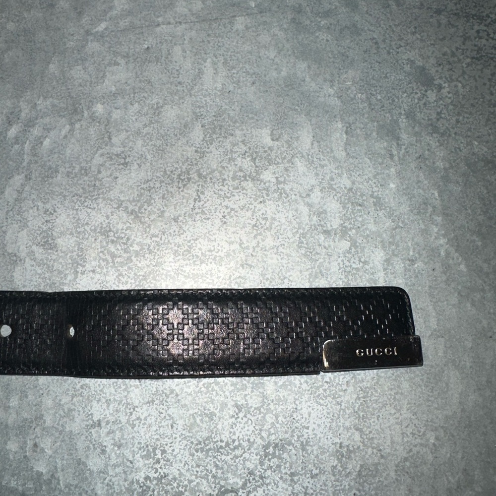 Mens’ Black Leather Diamanté Gucci Belt - Good Condition